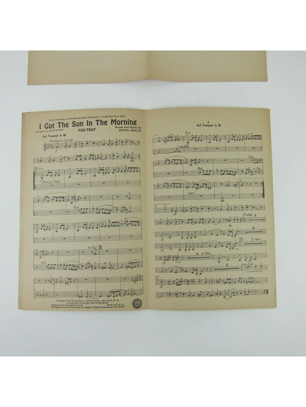 Sheet Music I Got The Sun In The Morning Annie Get Your Gun Irving Berlin 1946